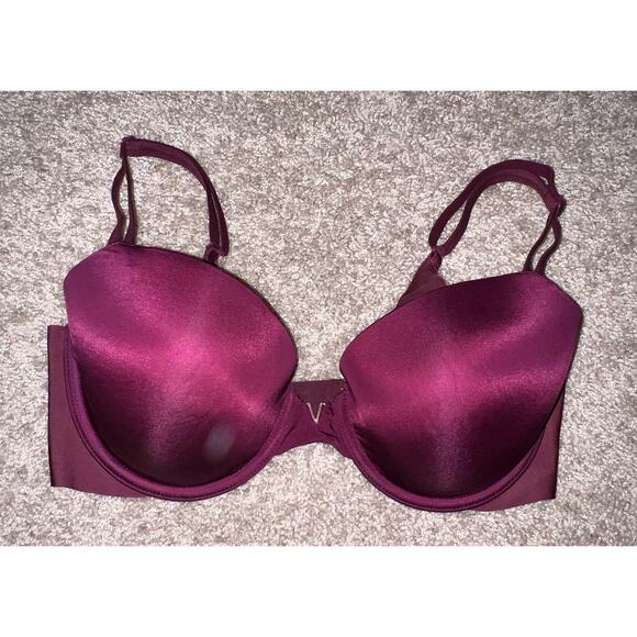Victoria's Secret Burgundy Shimmer 34DD Body By Victoria Lightly Lined Demi Bra - Picture 1 of 3